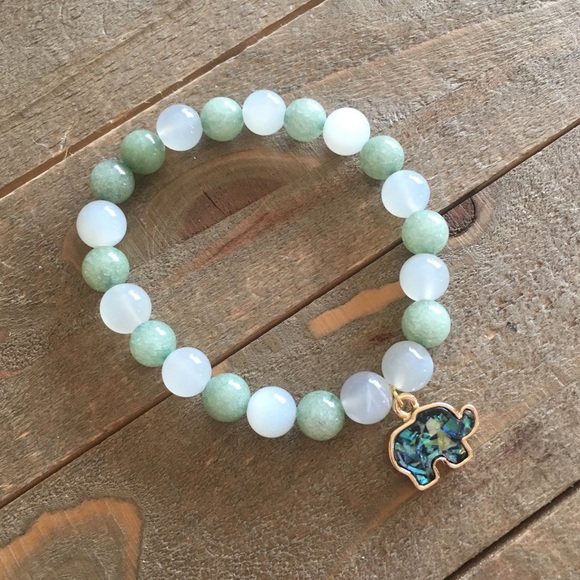 Moonstone and Green Jade Bracelet - Picture 2 of 4